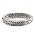 Bracciale da uomo in acciaio inossidabile stile osso di drago con maglie ampie e lucide - Argento