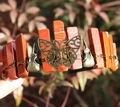 Bronze Viking hair crown with red jasper crystals, butterfly and raven skull charms - Butterfly Raven Skull Style / Red Jasper/Antique Bronze Wire