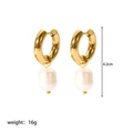 Barokke parel oorbellen van 18K goud roestvrij staal, hoogte 4,2 cm en gewicht 16 g - Gouden Ring Barok Parel Stijl (YYE023065)
