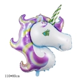 White unicorn head foil balloon with purple mane, size 110x80cm for birthday parties - Large Purple Unicorn Head-110*80cm
