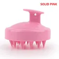Soft solid pink silicone scalp massage brush with ergonomic handle for hair washing - Single Pink Scalp Massager