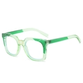 Retro oversized vierkante zonnebril in doorschijnend grasgroen met gouden metalen brug - Groen Frame (Heldere Lens)