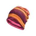 Bonnet en tricot à rayures colorées pour l'extérieur avec des tons orange et rose vifs - Style 4