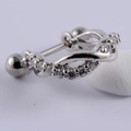 Macro shot of silver stainless steel cartilage stud earring with micro-pave zircons - Style 14#