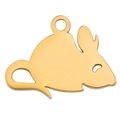 Golden mouse-shaped mini charm for DIY jewelry making made of stainless steel - Gold Color Mouse