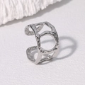 Minimalist silver irregular hollow geometric stainless steel ring for women in retro style - Steel