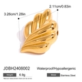 Detail showing dimensions and 6.9g weight for the golden leaf-shaped stainless steel brooch - Gold Leaf Style (JDBH2408002)