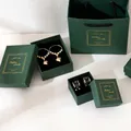 Morandi dark green ring jewelry gift box with gold stamping and matching paper bag - 9*9*3cm With Sponge / Rhine Green