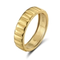 Textured gold-finish S925 sterling silver ring featuring a wavy embossed design - NMR07-Wavy Texture Gold Ring-Size 10