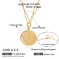 Tabella delle taglie dettagliata di una collana sole dorata con misure dimensionali - Stile Tondo a Raggio di Sole (JDN0111114)