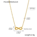 Détails techniques du collier en acier doré avec symbole infini et spécifications de taille - Collier Pendentif Infini Doré