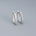 Orecchini a cerchio in argento con cristalli chiari rettangolari in stile vintage francese - Platino (Pietra Bianca)