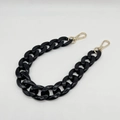 Chunky black acrylic chain strap with gold metal lobster clasps for bags and glasses - Black