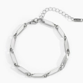 Pulsera de acero inoxidable plateado con cadena biselada y cierre de langosta - 3mm x 18cm+5cm / Color Acero