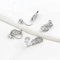 Silver clip-on earring converter with rhinestones for non-pierced ears, u-shape style - Style 10 Triangle White Zirconia Clip with Loop White Gold