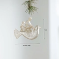 Champagne gold glitter bird ornament with hollow filigree wings for Christmas tree decor - Glitter Gold Bird