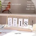 Manual flip calendar with gold metal frame and wooden base for desktop decor - Flip Calendar - Gold