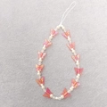 Detailed macro view of beaded phone strap with pink butterfly and white imitation pearls - Multi-Butterfly Phone Chain Rose Red