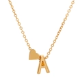 Golden heart pendant necklace with initial A on a polished short collar chain - Letter A (10017)