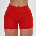 Pantaloncini yoga rossi a vita alta con controllo pancia e tessuto elastico - Rosso