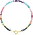 Bohemian multicolored stone beaded necklace with a golden mariner spring clasp - Style 27 (6mm)