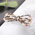 French style tortoise shell bow hair clip with chic marble texture and metal base - 4# Black White Marble