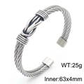 Twisted cable cuff bracelet in retro silver and black finish with knot detail - Knot Style (KB170129-KLHQ)