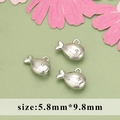 Three silver whale-shaped metal pendants for DIY jewelry, size 5.8mm x 9.8mm - Silver Fish