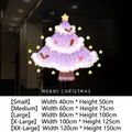 Purple Christmas tree static window sticker with gingerbread man and stars decor - Purple Tone Illustration Tree (SDUV-216)