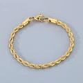 18K gold-plated stainless steel twist rope chain bracelet with secure lobster clasp - Width 4mm-Length 18cm / Gold