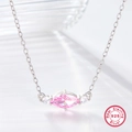 Collana in argento sterling S925 con ciondolo in zircone rosa con taglio marquise - Argento 925 / Argento Rosa