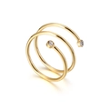 Anillo minimalista de espiral de oro de doble capa con gemas transparentes en fondo blanco - US 7 / Estilo Espiral de Doble Capa (KR54060-GC) / Dorado