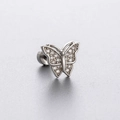 Silver butterfly ear stud with sparkling zircon stones on a gray matte background - Single Piece / Butterfly Style (A51-5#)