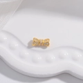 Perla fiocco dorato in argento S925 con pavé di zirconi per creazione gioielli fai da te - Piccolo: 3,2*7,2 mm / Oro
