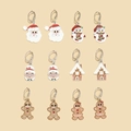 Christmas 6-pair earrings set featuring Santa, snowman, and gingerbread man in colorful enamel - 6 Pairs/Set Christmas Elements Earrings