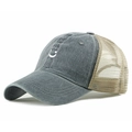 Trucker-Cap aus gewaschener Baumwolle in Dunkelgrau und Khaki mit Smiley-Stickerei - Einheitsgröße / Grau