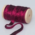 Deep purple 1cm double-sided velvet ribbon on a natural wooden spool for DIY crafts - 1cm*10 Yards / Burgundy