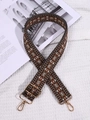 Ethnic bohemian style wide replacement bag strap with orange and brown diamond pattern - Brown