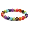 Chakra beaded bracelet with 8mm colorful volcanic stones and golden spacers - Single Gold Bead