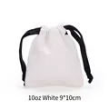 White 10oz canvas drawstring pouch with black ribbon, 9x10cm gift storage bag - 10oz White / 9*10cm