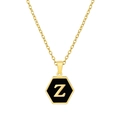Collar dorado de acero inoxidable con colgante hexagonal de nácar y letra Z - Con cadena / Negro Z