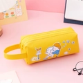 Yellow double-layer cartoon pencil case with puppy illustration and carrying handle - Yellow Boy with Dog