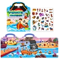 Piraten-Hafen wiederverwendbares Stickerbuch für Kinder mit Tragegriff und Spielszenen - Piratenhafen