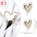 Polished silver heart napkin ring with diamond accents for elegant wedding table settings - Silver Smooth Heart Style