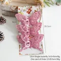 Rosa glitzernder künstlicher Schmetterling für den Weihnachtsbaum mit Glitzereffekt - Rosa kleiner Schmetterling (3er-Pack)