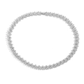 Detailed top view of a silver flower cluster necklace with sparkling zircon butterfly accents - Silver White Zirconia Necklace