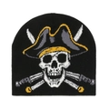 Gestreepte wintergebreide muts voor heren met witte piratenschedel en gekruiste zwaarden - M(56-58cm) / Zwart