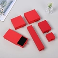 Elegant red drawer jewelry boxes in various sizes with black velvet lining and pull tabs - Red; 12*8*3cm