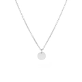 Elegante collana in acciaio inossidabile argento con ciondolo rotondo minimalista su bianco - Color Acciaio