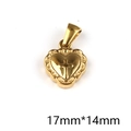 18k gold heart pendant with cross engraving and scalloped edges, size 17mm x 14mm - P00085G-Heart Cross Pendant